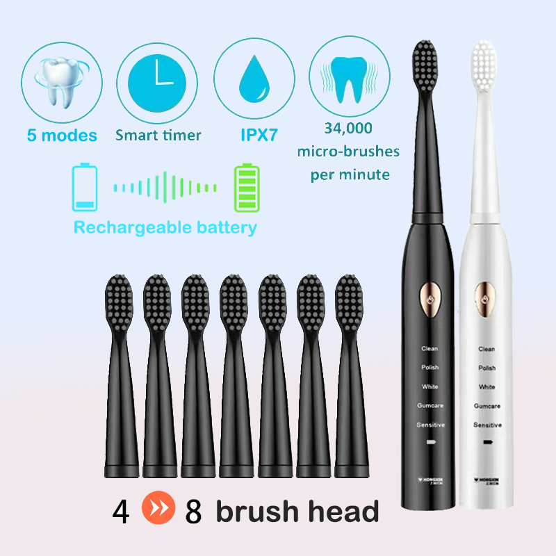 Electric Toothbrush Sonic - 전동 칫솔 5단 모드 USB 충전