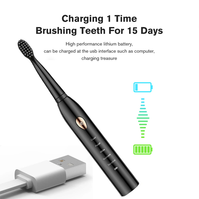 전동 칫솔 5단 모드 USB 충전 4색 IPX7 방수  - Electric Toothbrush Sonic 리뷰 및 가격